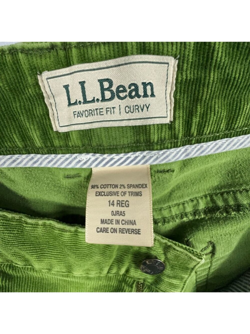 L.L. Bean Straight Corduroy Pants Favorite Fit Curvy Womens Size 14 Regular Gree - Picture 7 of 14